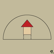 Къща в парцел с форма на полукръг