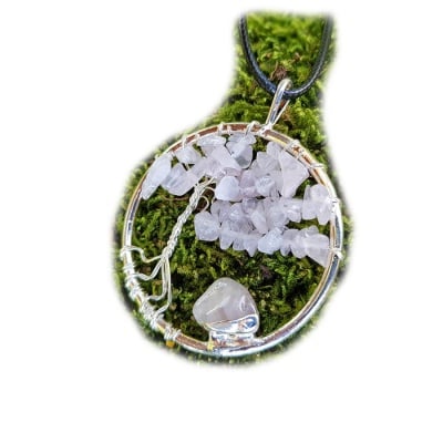 ВИСУЛКА ДЪРВОТО НА ЖИВОТА РОЗОВ КВАРЦ С ПЛОД