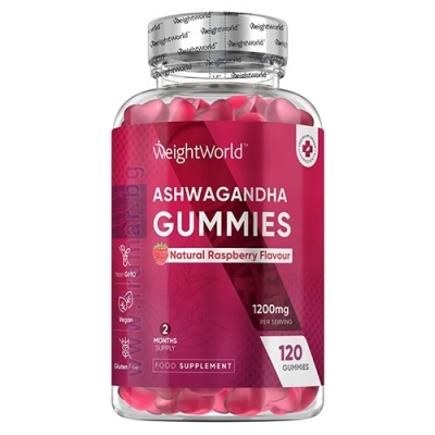 УЕЙТ УЪРЛД АШВАГАНДА ГЪМИ С ВКУС НА МАЛИНА желирани таблетки * 120 