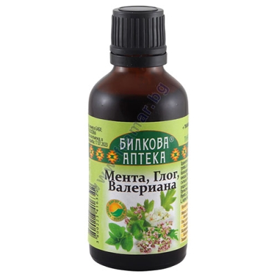 БИЛКОВА АПТЕКА ТИНКТУРА МЕНТА, ГЛОГ, ВАЛЕРИАНА + ТИАМИН 50 мл