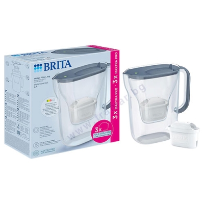 БРИТА КАНА СТАЙЛ ЕСЕНШЪЛ КУЛ ЛЕД ПРО 2.4 л КАМЕННО СИН + 3 ФИЛТЪРА