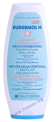 ЕУДЕРМОЛ Н 0 МУЛТИ - ХИДРАТИРАЩА ЕМУЛСИЯ ЗА ЛИЦЕ, РЪЦЕ И ТЯЛО ЗА ЧУВСТВИТЕЛНА И НОРМАЛНА КОЖА 200 мл.