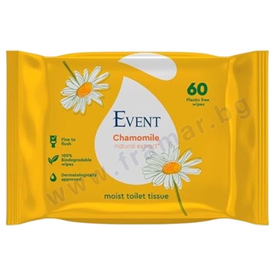 ВЛАЖНА ТОАЛЕТНА ХАРТИЯ ЕВЕНТ С ЕКСТРАКТ ОТ ЛАЙКА * 60