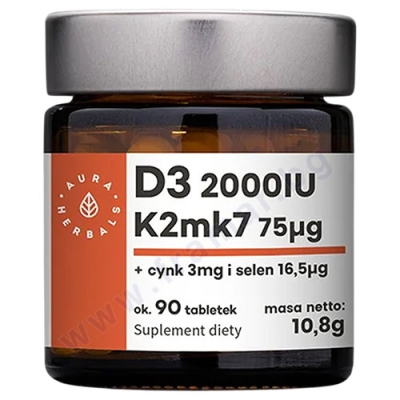 АУРА ХЕРБАЛС ВИТАМИН D3 + K2 + ЦИНК + СЕЛЕН таблетки * 90