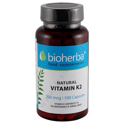 БИОХЕРБА НАТУРАЛЕН ВИТАМИН K2 капсули 200 мкг * 100