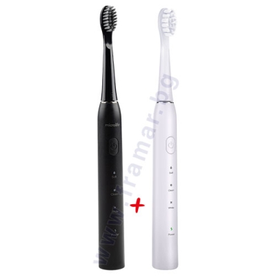 КОМПЛЕКТ ЗВУКОВИ ЕЛЕКТРИЧЕСКИ ЧЕТКИ ЗА ЗЪБИ MICROLIFE CLEAN S3 БЯЛА + MICROLIFE CLEAN S3 ЧЕРНА