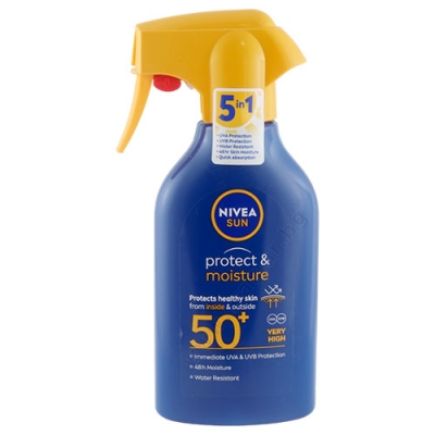 НИВЕА СЪН PROTECT & MOISTURE ХИДРАТИРАЩ СЛЪНЦЕЗАЩИТЕН СПРЕЙ ПОМПА SPF50+ 270 мл