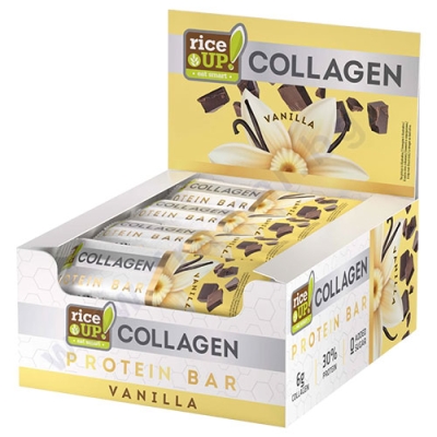 КОЛАГЕНОВ ПРОТЕИНОВ БАР ШОКОЛАД И ВАНИЛИЯ 50 г * 12 RICE UP!