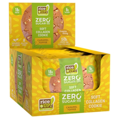 КОЛАГЕНОВО КУКИ БЕЗ ДОБАВЕНА ЗАХАР КАРАМЕЛ ТОФИ 60 г * 12 RICE UP!