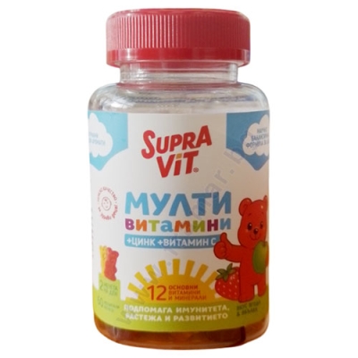 СУПРАВИТ МУЛТИВИТАМИНИ ЗА ДЕЦА + ЦИНК + ВИТАМИН C желирани мечета * 60