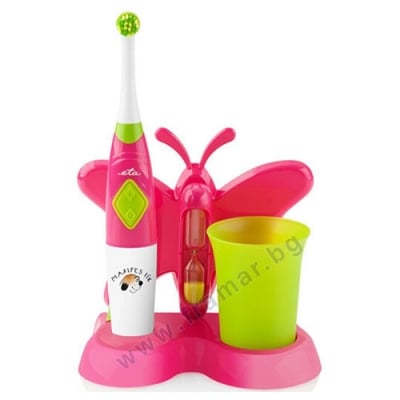 СЕТ ДЕТСКА ЕЛЕКТРИЧЕСКА ЧЕТКА ЗА ЗЪБИ +ЧАША TOOTH FAIRY SET PINK