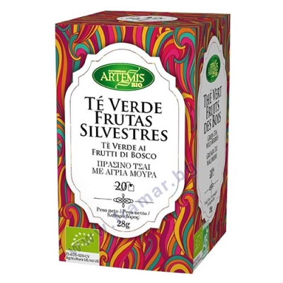 АРТЕМИС БИО ЗЕЛЕН ЧАЙ С АРОМАТ НА МАЛИНА филтър * 20 