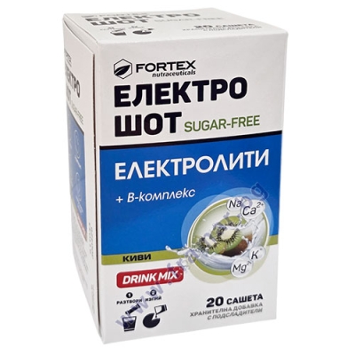 ЕЛЕКТРОШОТ БЕЗ ЗАХАР С ВКУС НА КИВИ саше * 20 ФОРТЕКС
