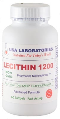 ЛЕЦИТИН капсули 1200 мг * 60 USA LABORATORIES