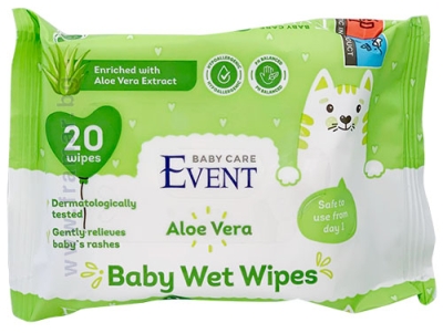 МОКРИ КЪРПИ ЕВЕНТ БЕБЕ С ЕКСТРАКТ ОТ АЛОЕ ВЕРА * 20