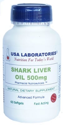 МАСЛО ОТ ЧЕРЕН ДРОБ НА АКУЛА капсули 500 мг * 60 USA LABORATORIES
