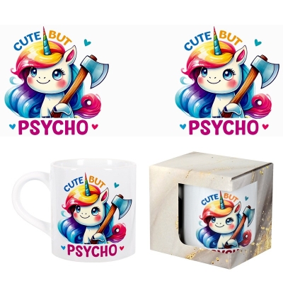 Чаша "Cute but PSYCHO" в кутия /150 милилитра/