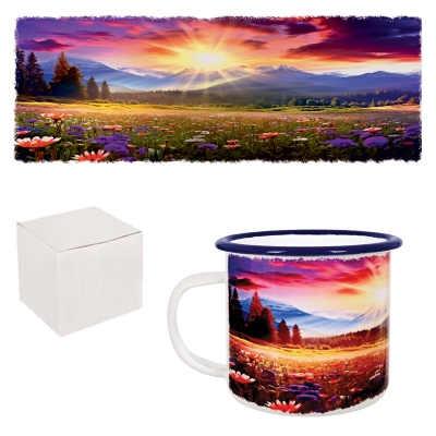 Ретро емайлирано канче "Цветя" /300 милилитра/