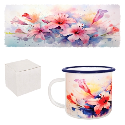 Ретро емайлирано канче "Цветя" /300 милилитра/