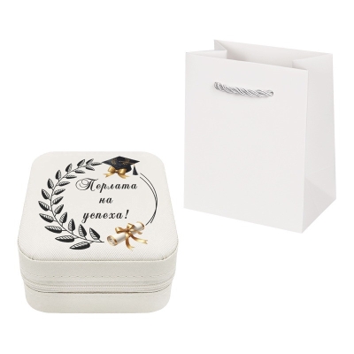 Бижутерка с послание и перла в мида  /еко кожа/