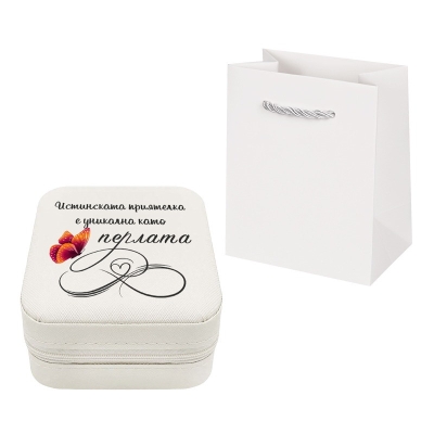 Бижутерка с послание и перла в мида /еко кожа/