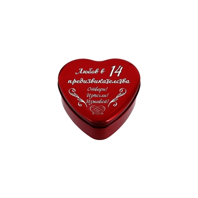 Kомплект "Любов в 14 предизвикателства!" в метална кутия сърце