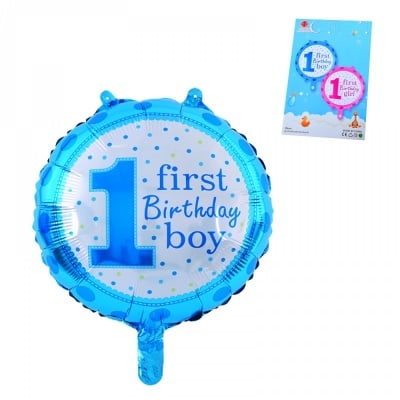 Балон "First Birthday Boy" /син/