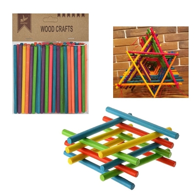 Цветни дървени пръчици за декорация /50 броя/