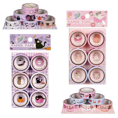 Цветно хартиено тиксо за декорация /6 броя/