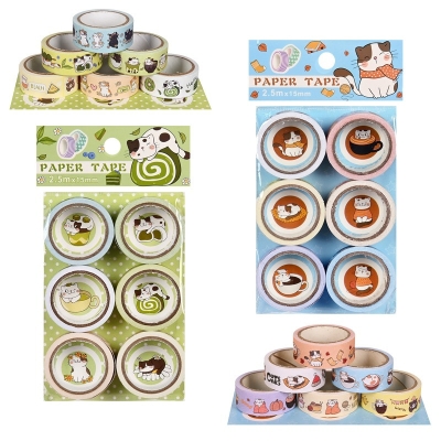 Цветно хартиено тиксо за декорация /6 броя/