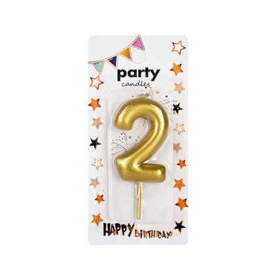 Свещичка цифра злато "2" /12 броя в кутия/