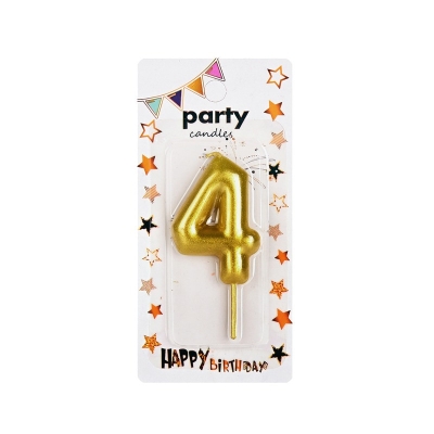 Свещичка цифра злато "4" /12 броя в кутия/
