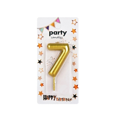 Свещичка цифра злато "7" /12 броя в кутия/