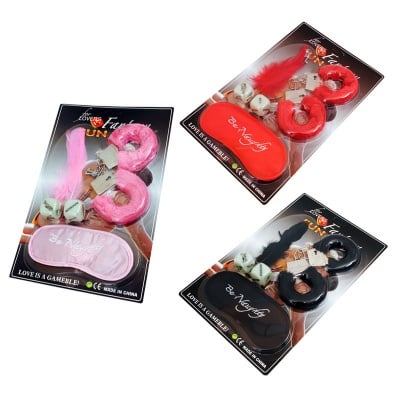 Комплект белезници с еротични зарчета