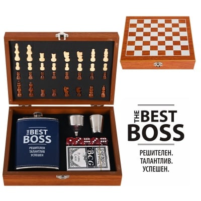 Комплект манерка с шах и аксесоари &quot;The best BOSS&quot;