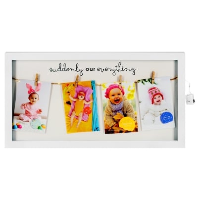 Фоторамка - Колаж с въженце, щипки и светлини 