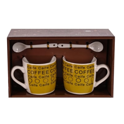 Комплект "COFFEE" две чаши с лъжички /керамика/