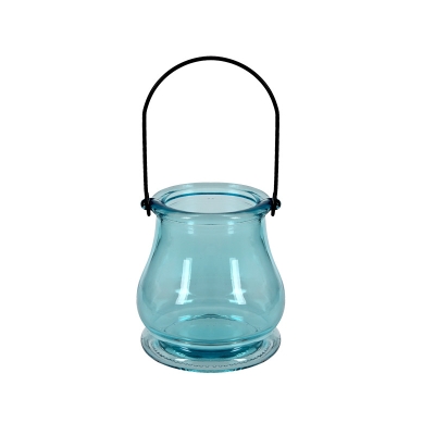 Свещник с метална дръжка /син/