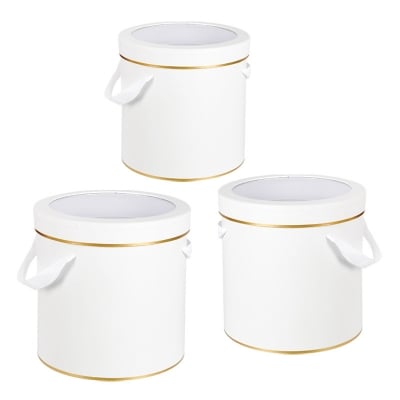 Подаръчни кутии с прозрачен капак и сатенена дръжка /3 в 1/