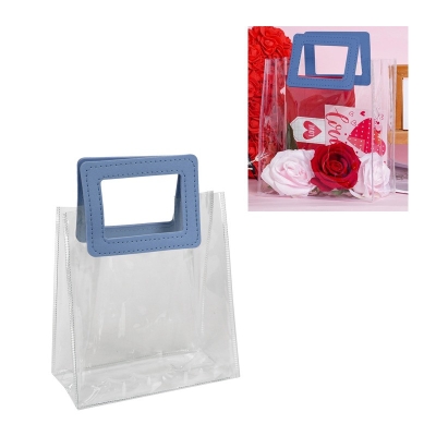 Прозрачна ПВЦ чанта с кожена дръжка