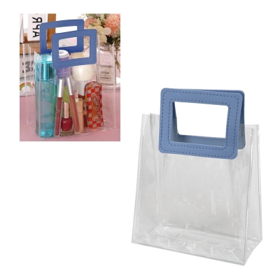 Прозрачна ПВЦ чанта с кожена дръжка