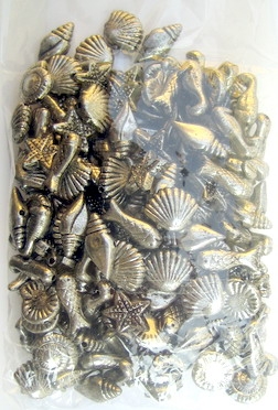 Фигурки метализе АСОРТЕ форми цвят сребро -50 грама