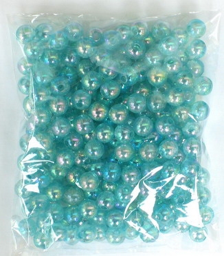 Кристални мъниста с форма на топче 8 мм дупка 2 мм цвят светло син дъга -20 грама ~80 броя 