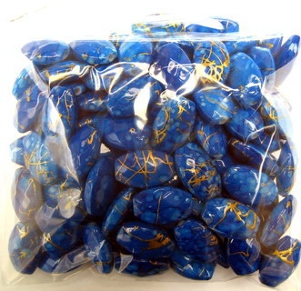 Мънисто златна нишка фигурка 15x10 мм синьо -50 грама