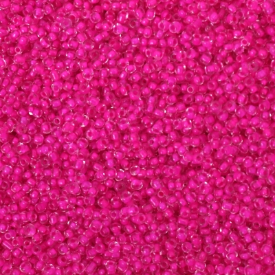 Мъниста стъклена 2 мм прозрачна с нишка циклама -50 грама