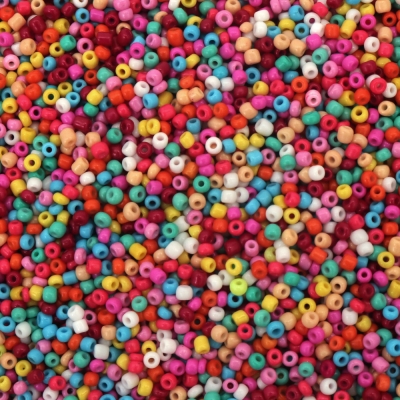Мъниста стъклена 3 мм плътна многоцветна -50 грама