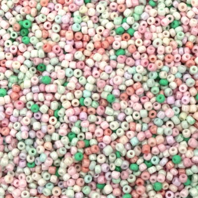 Мъниста стъклена 3 мм плътна перлена многоцветна -50 грама