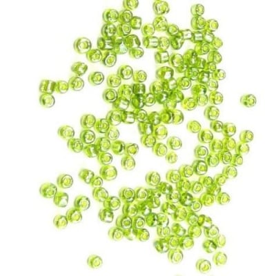 Мъниста стъклена 3мм. прозрачна перлена зелена 1 -50 грама