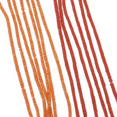 Мъниста стъклена пръчица 2 мм плътна матирана АСОРТЕ оранжева Афганистан - 1 връзка ~ 30 см