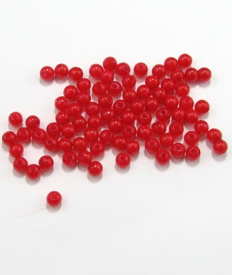 Мънисто перла 5 мм дупка 1 мм цвят червен -50 грама ~740 броя